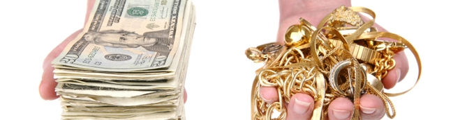 cash and gold jewelry