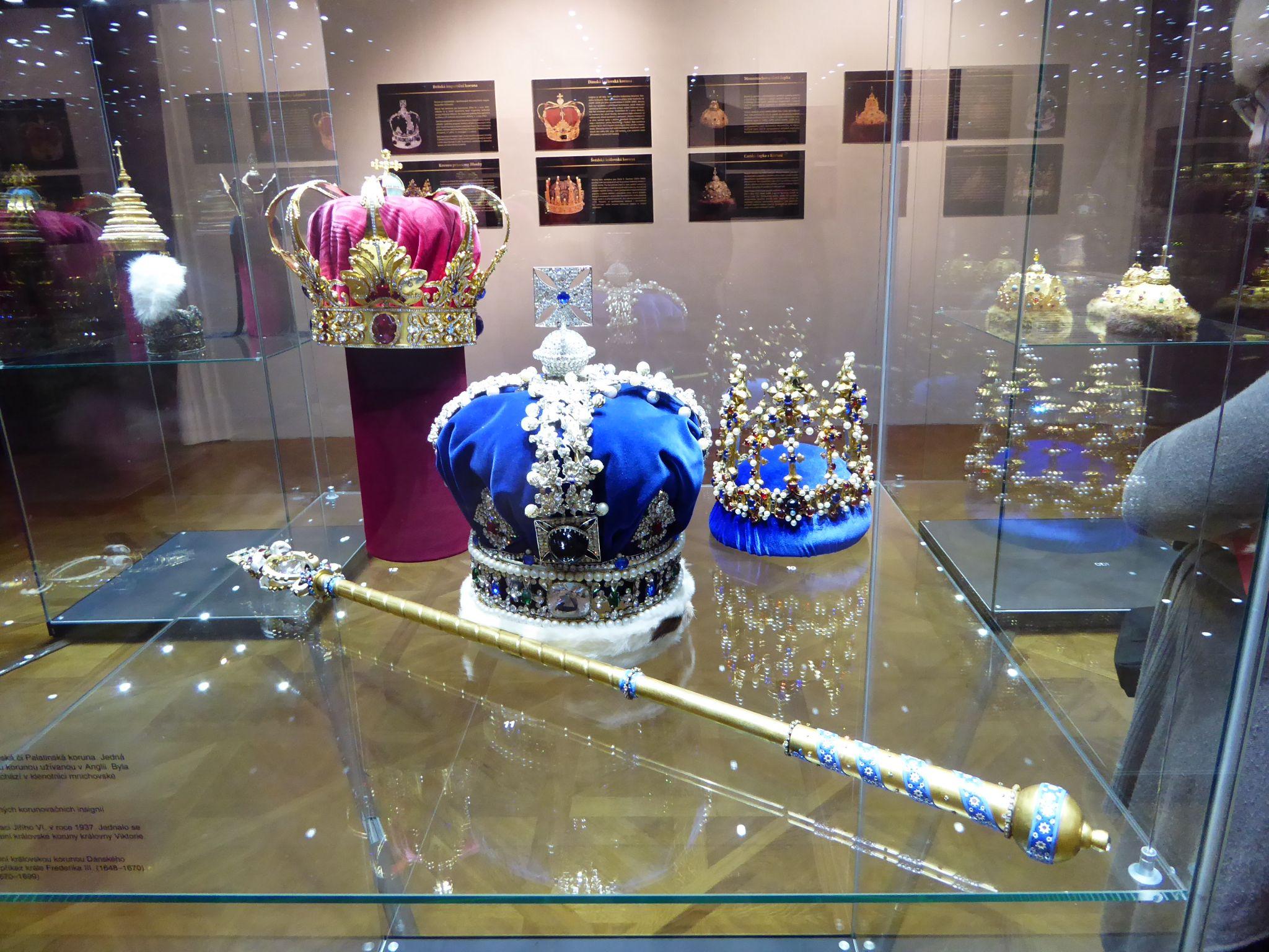 crowns in display case
