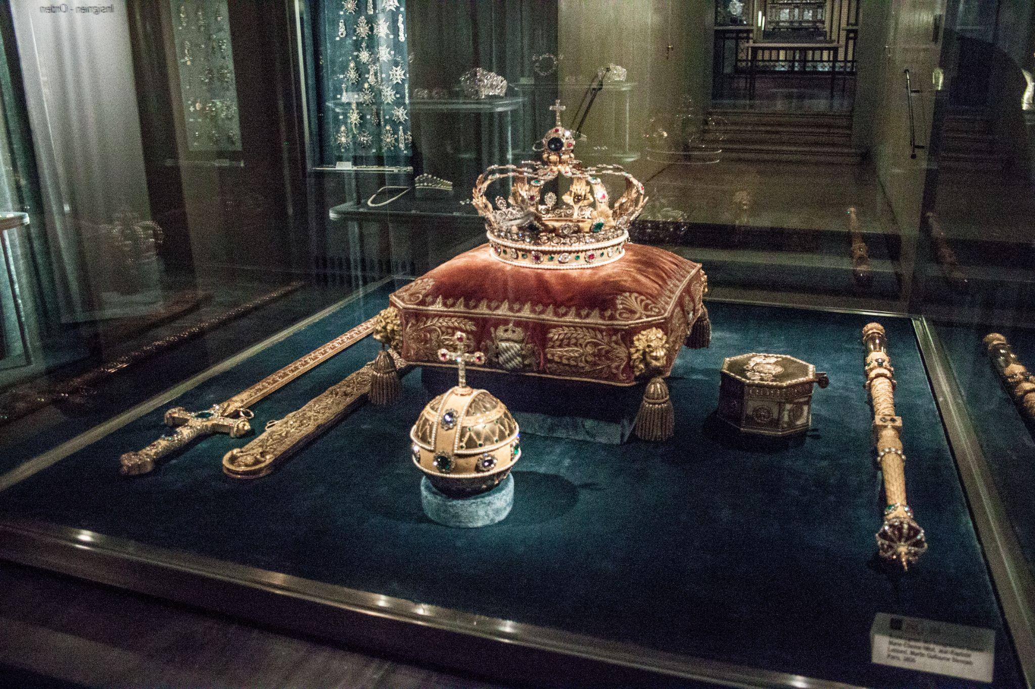 royal crowns in display case